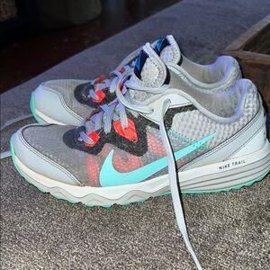 Nike Trail Shoes - Gray and Aqua with Red Accents